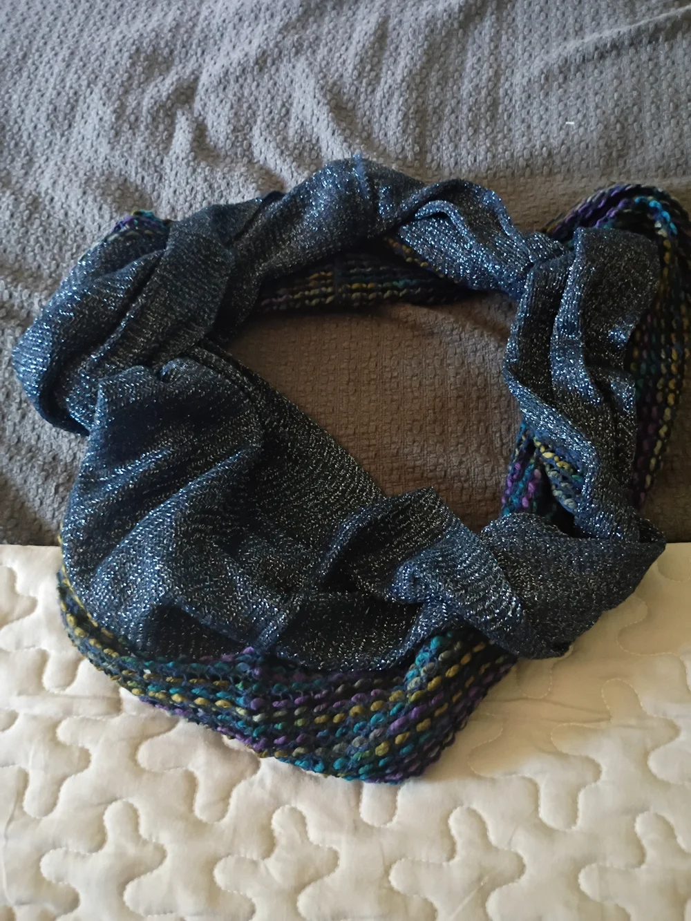 Sparkle Knit Infinity Scarf in Navy and Multicolor